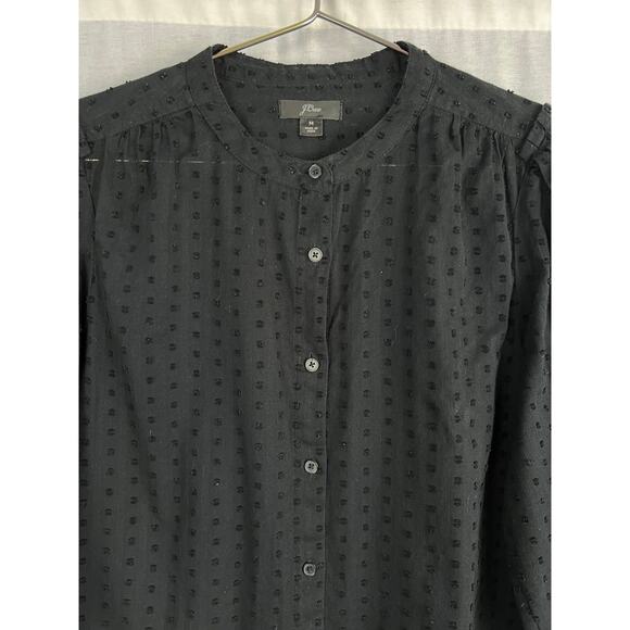 J. Crew Top Swiss Dot Shirt Blouse Black Feminine Corpcore Business Contemporary - Picture 2 of 6
